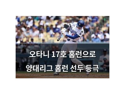 오타니 17호 홈런으로 양대리그 홈런 선두 등극